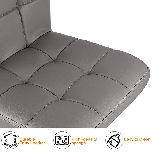Miniatura 4 de Bigzzia Taburete De Bar Juego De 2, Taburetes Altos De Cocina, Cuero Sintético Silla De Bar Regulable En Altura Con Respaldo Y Reposapiés, Giratorio En 360 , Para Cocina, Mostrador, Bar, Gris