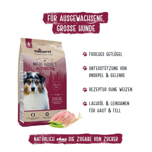 Chicopee Classic Nature Line | Maxi Puppy | Hundefutter trocken | Mit Geflügel & Hirse | Weizenfrei | Bedarfsgerechtes Life-Cycle-Konzept | Inspiriert von der Natur Kanadas | 15 kg