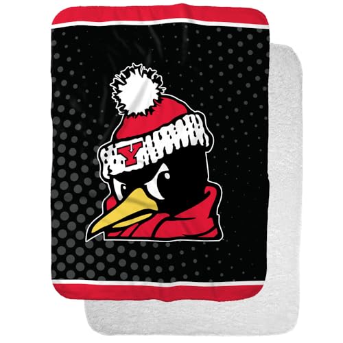 Youngstown State University Logo Dots Sherpa Blanket, Warm Soft Cozy 30"X40"