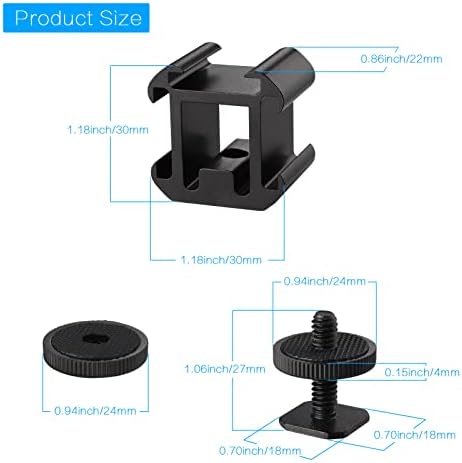 Zocipro 4Pcs Camera Hot Shoe Mount to 1/4" with 2 Tripod Screw Adapter, Flash Shoe Mount Cold Shoe Mount Adapter for DSLR Camera Rig