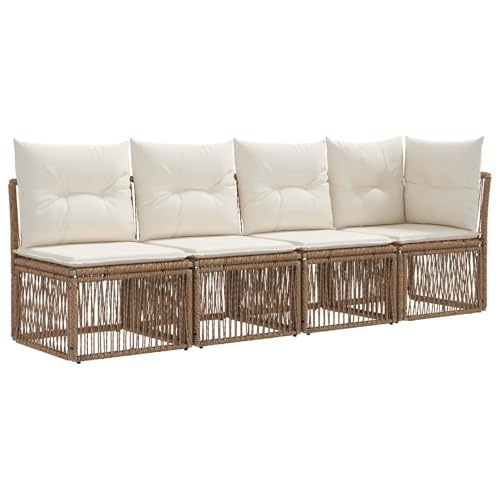 Ensemble de canapé de jardin résistant aux intempéries en polyrotin beige - 7