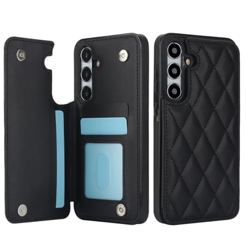 Étui portefeuille Samsung A14 cuir noir anti-rayure avec fente
