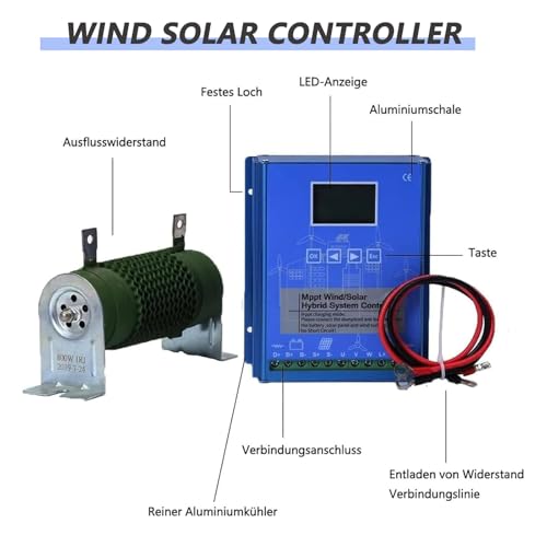 Hybrydowy regulator ładowania MPPT 20000 W MPPT, generator wiatrowy 10000 W i regulator paneli słonecznych z funkcją obciążenia zrzutowego do systemów 12 V 24 V 48 V