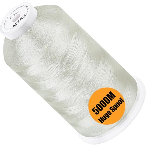 Image of New brothread - Single Huge Spool 5000M Each Polyester Embroidery Machine Thread 40WT for Commercial and Domestic Machines - Ivory White (Janome Color)