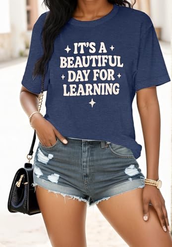 Teacher Shirts, Teacher Shirt for Women-It is a Beautiful Day for Learning, Short Sleeve Teacher Tshirt for Women3