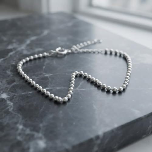 Image of Parnika 925 Pure 92.5 Sterling Silver Anklet for Women & Girls | Hallmarked Silver Payal | Ball Design | Single Piece
