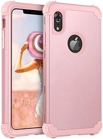 BENTOBEN iPhone XR Phone Case, iPhone XR Case Shockproof, Three Layer Heavy Duty Hybrid Hard PC Soft TPU Bumper Protective Case for iPhone XR- Rose Gold