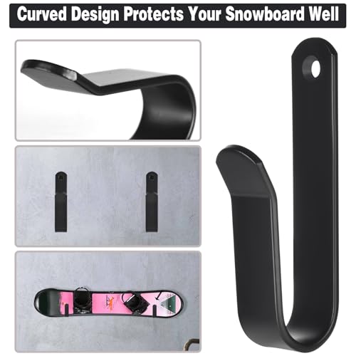GGXZHT 2 Stück Snowboard Wandhalterung Horizontal, Skateboard Wandhalterung, Schwarz Snowboard Halterung für Skateboard Longboard, Storage Snowboard Display Wall Mount for Room, Garage