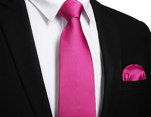 Image of Enlision Mens Ties Solid Color Satin Necktie Ties for men Handkerchief Cufflinks Pocket Squares for Wedding