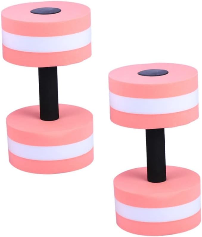 Milisten 2PCS EVA Foam Water Dumbbells for Pool Resistance Lightweight Aquatic Exercise Barbells for Water Aerobics Strengthen Core Flexibility Pink