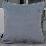 McAlister Textiles Matt Velvet | Pillow Case in Dove Blue Grey | Square 20 x 20 Inches | Lush & Plush Luxury Throw Cushion Cover Sham Piping Modern Decor for Sofa Couch
