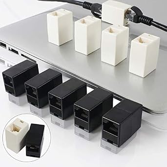 10 Pack ethernet Coupler, ethernet Extender in Line rj45 Coupler Cat6/Cat6e/Cat5e/cat5 ethernet Female to Female Coupler ethernet Connector Black+White 10, rj45 Coupler