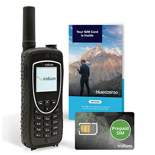 BlueCosmo Iridium Extreme Satellite Phone Bundle – Only Truly Global Satellite Phone – Voice, SMS Text Messaging, GPS Tracking, Emergency SOS – Prepaid SIM Card Included – Online Activation – 24/7