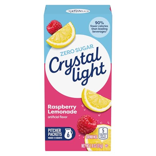 Crystal Light Drink Mix, 72 Pitcher Packets, for Flavorful Hydration and Shareable Refreshment, Artificially Flavored Raspberry Lemonade, Zero Sugar, Low Calorie, 1.8 oz each box