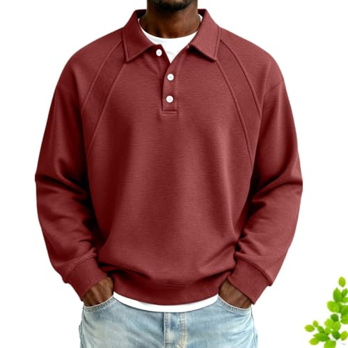 Sweat-shirt bouton homme manches longues pull tricot revers patchwork
