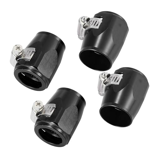 Partuto 4 Pcs AN14 Universal Car Hose Finisher Clamp - Aluminum Alloy Black