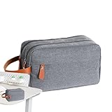 Neceser – Kit | Neceser de Viaje Resistente al Agua | de Transporte portátil para Viajes de Negocios y Viajes, de cosméticos de Gran Capacidad, Tela Oxford Lisa, Dorado, Ver descripción