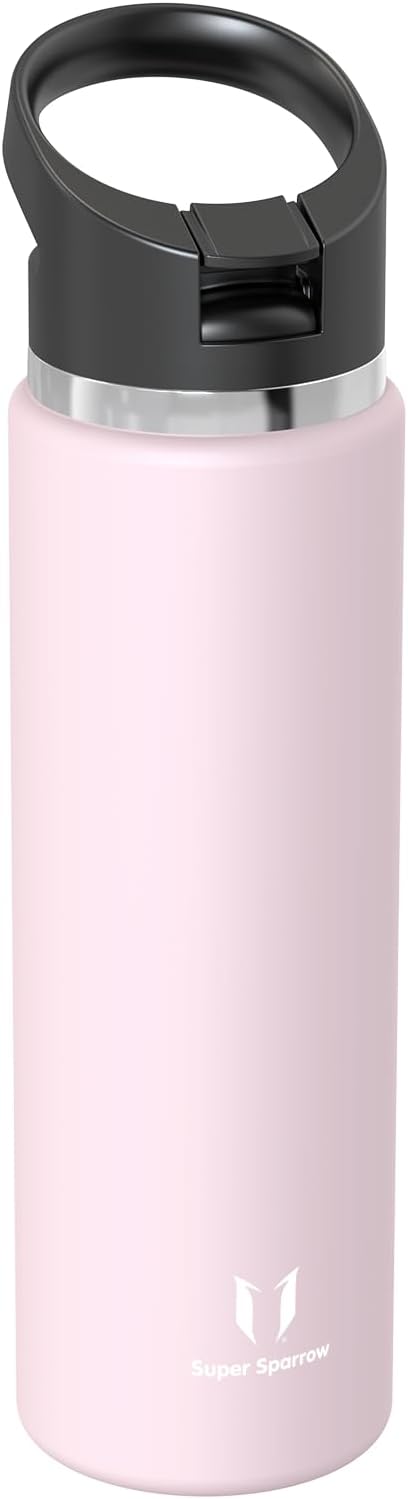 Super Sparrow Water Bottle Insulated - 17 Oz / 25 Oz / 32 Oz - Wide Mouth SwivelSip Flask - BPA Free, Leak Proof Drink Bottle- Ergonomic Straw Water Bottles for Work, Gym, Travel, Sports, Outdoor - Image 2
