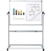 VIZ-PRO Double-Sided Magnetic Mobile Whiteboard, 72 x 48 Inches, Rolling Dry Erase Board Easel Stand on Wheels with Aluminium Frame for School Office Home 6' x 4'