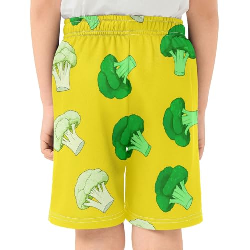J JOYSAY Cauliflower Vegetable Grouping Yellow Boys Athletic Shorts Kids Youth Casual Shotrs with Pockets Elastic Waistband3