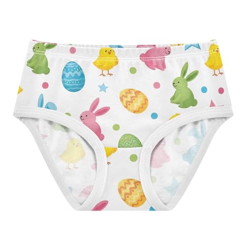 Toddlers Underwear Floral 2t Cotton Cute Panties Girl Artistic Underpants Briefs Colorful Easter Eggs Bunnies White
