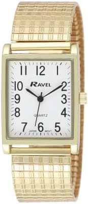 Ravel - Men's Traditional Rectangular Watch on Stainless Steel Expander Bracelet - Analogue Quartz - R0220