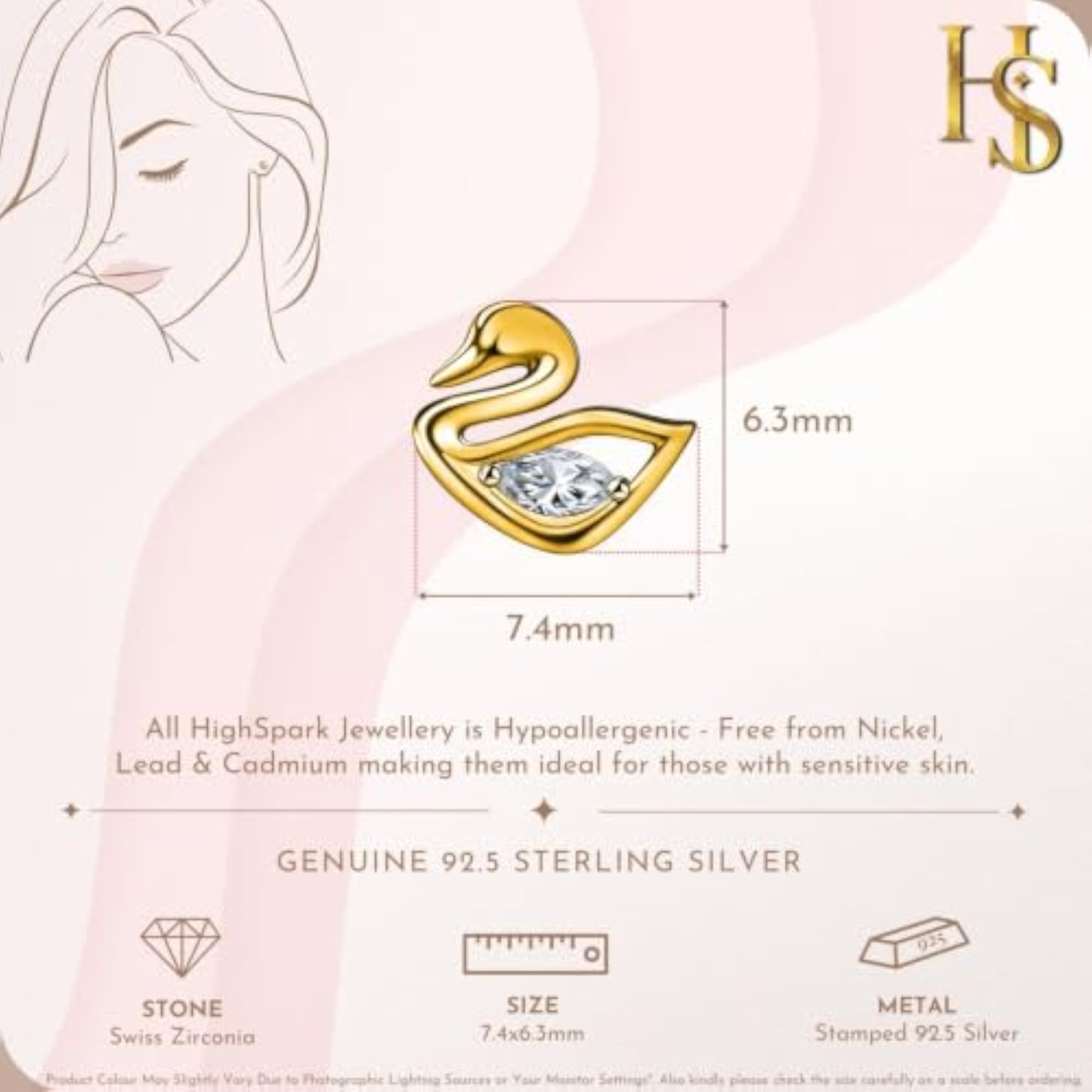 925 Sterling Silver Sparkling Hexagon Cut Solitaire Stud Earrings