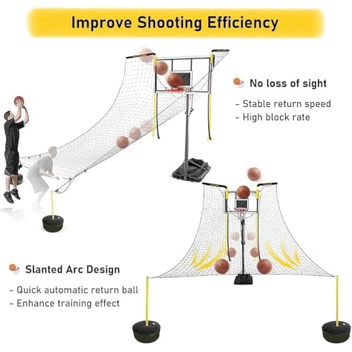 Système de retour de panier de basket rotatif automatique avec filet de rebond