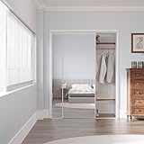 Mirrored Sliding Closet Doors 72' x 80'(Double 31.4' x 80') Aluminum Frame Interior Door with Hardware Kit & Guide, Mirror Closet Door Easy Install