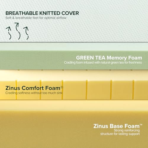 image for ZINUS 12 Inch Green Tea Memory Foam Mattress, Full, Fiberglass Free, P
