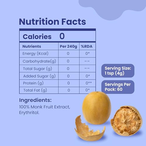 Image of Sweetmate Monkfruit Sweetener - 60 Sachets (240g) | Natural Zero Calorie Sugar Substitute | Low Carb 1:1 Sugar Replacer | Keto Diabetic Friendly Monk Fruit Extract Sweetener | Cooking Baking Tea Coffee