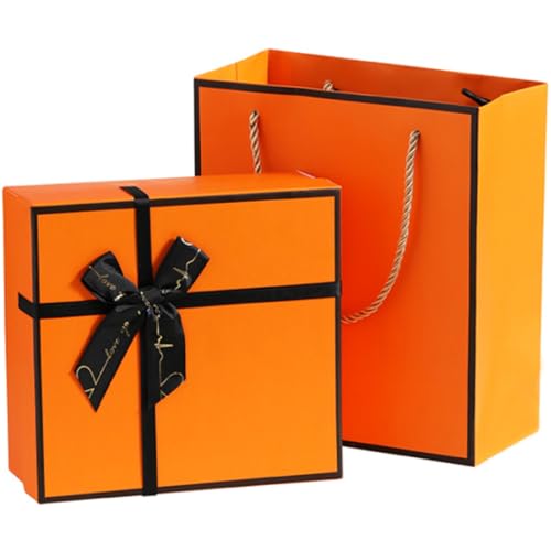 RAYTRUTH �M�t�g�{�b�N�X 15×15×7cm �v���[���g�{�b�N�X �����p �v���[���g �� ���b�s���O �M�t�g�ܕt�� (�I�����W)