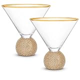 Diamond Studded Martini & Cocktail Glasses Set of 2, Rhinestone Diamonds Stemless Crystal Ball Base, 10.5 oz, Shiny Style Crystal, Beautiful Hosting, Wedding, Everyday Rhinestones Glass Silver