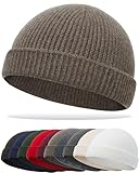 Simapu Thin Fisherman Beanie Hat for Men Women Fall Winter -Wool Knit Cuff Short Fashion Watch Cap,Trawler Slouchy Skull Cap
