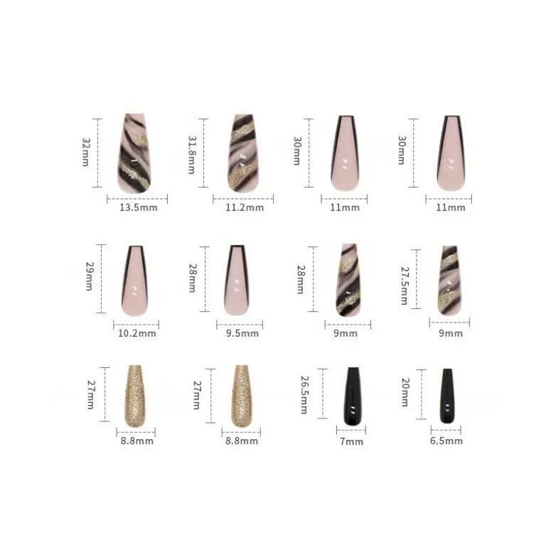 Image of Fashionharbour 24 Reusable Artificial Fake Nail Set| Lightweight & Long Lasting| Easy To Use| Quick Fix For Festivals & Special Occasions (w080)