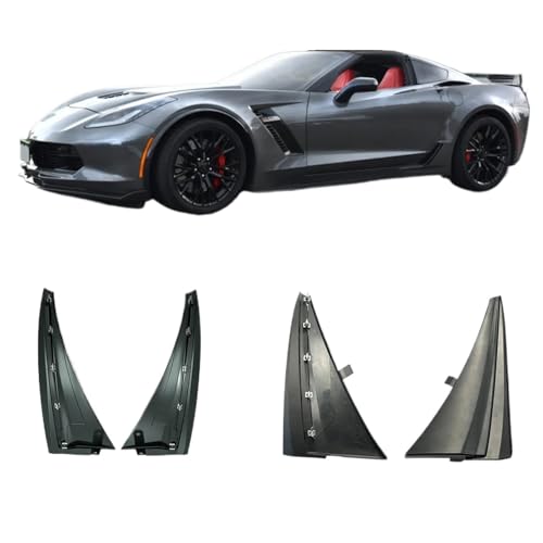 2014-2019 Compatible For Chevrolet Corvette C7 Replacement Front Rear Wheel Rock Guards Splash Mud Flaps Fender(Front Glossy Black)