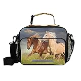 Lunch Bags Boxes Insulated Small Girls Cooler Kids Boys Thermal Red And Palomino Horse for School St