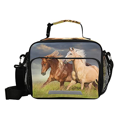 Lunch Bags Boxes Insulated Small Girls Cooler Kids Boys Thermal Red And Palomino Horse For School Student With Shoulder Strap Water-Resistant #TOP4