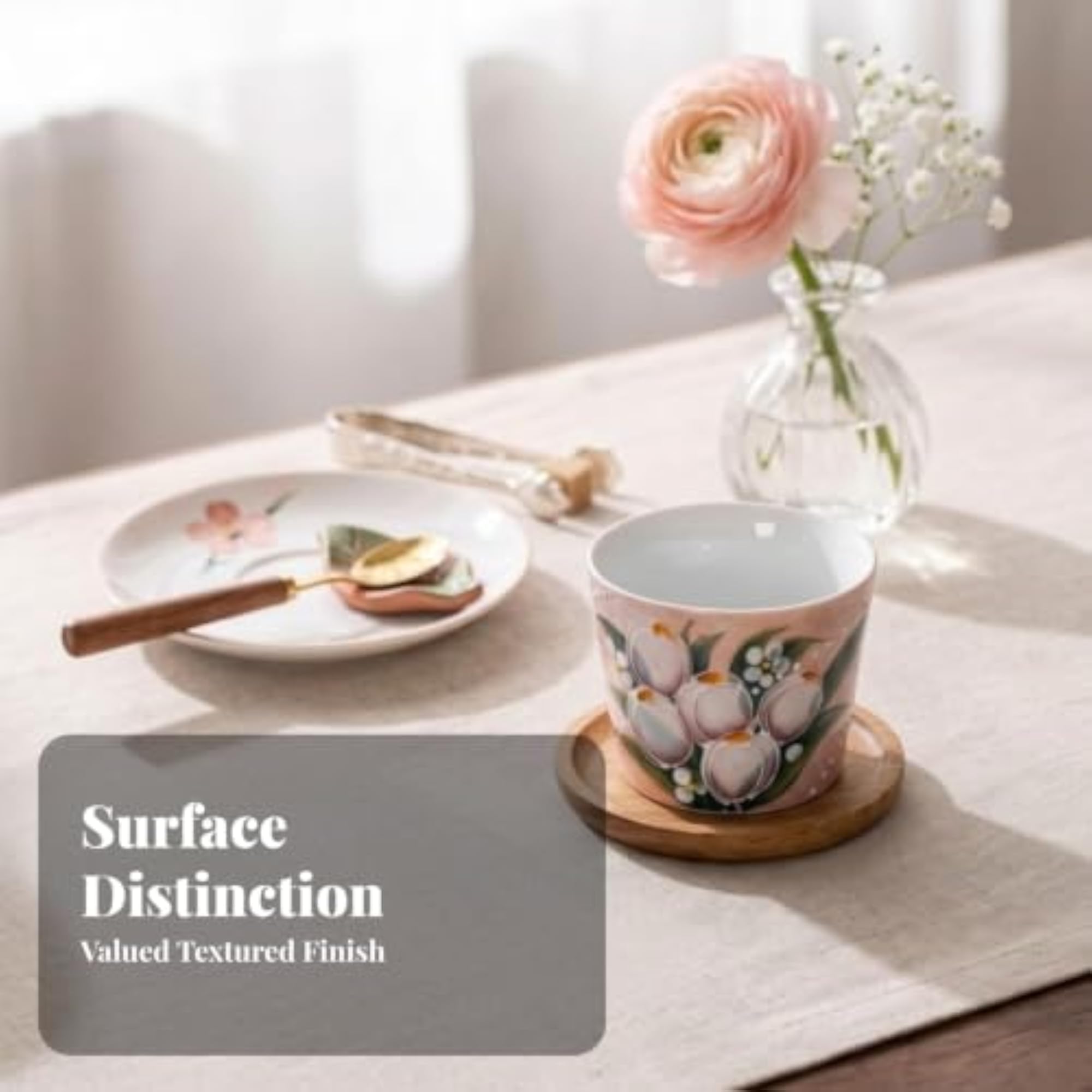 Floral Ceramic Tea Cup, Elegant Yellow Iris for Art Lovers