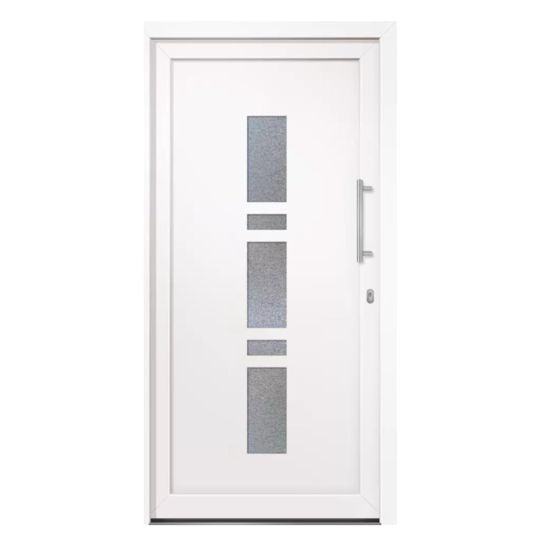 HORI Eingangstür Kunststoff Komplettset - Chain – Moderne Hauseingangstür mit Stahlverstärkung, Wärmeschutz & 5-fach-Verriegelung - Farbe: Weiß - DIN rechts - Modell: - 2100 x 1000 cm