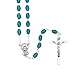 Good Shepherd Creations Catholic Rosary with Metal Crucifix Cross Made in Italy Miraculous Pink Oval Beads (Green)