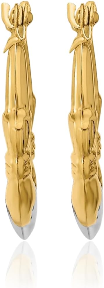 IceCarats 14K Two Tone Gold Medium Heart Celtic Claddagh Hoop Earrings 17.49mm 0.7 inch Lightweight, Snap Back For Her