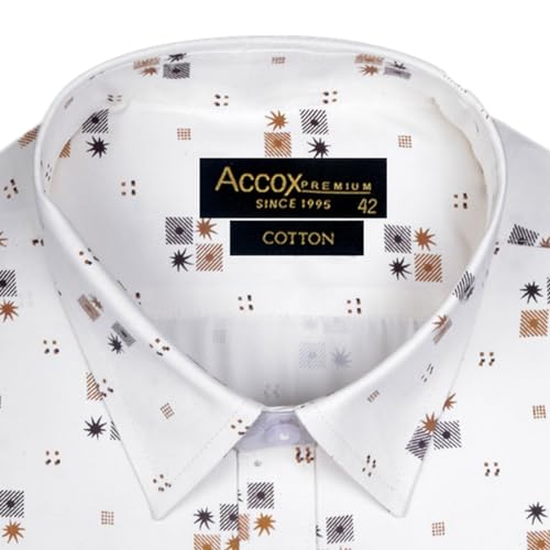 Image of ACCOX Men's Breathable Cotton Half Sleeves Regular Fit Printed Formal Shirt for Men (GCR173)