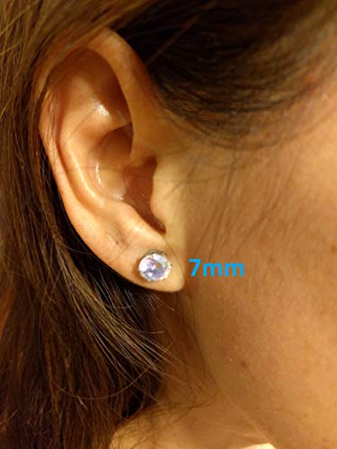 5 Pairs of Surgical Stainless Steel Aurora Borealis Crystal CZ Stud Earrings 3,4,5,6, & 7mm4