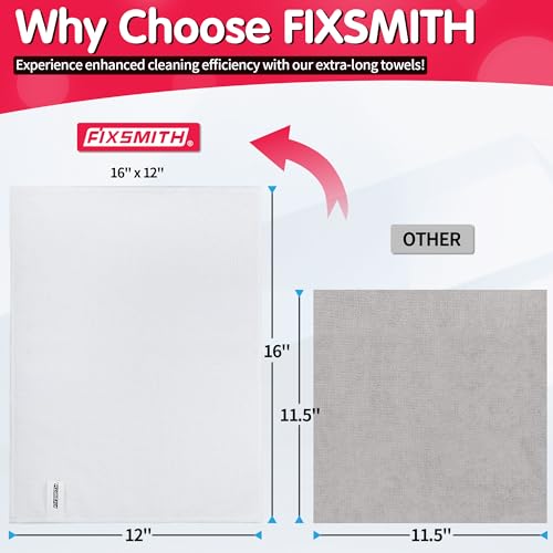 image for FIXSMITH White Microfiber Cleaning Cloth, Pack of 50, 16