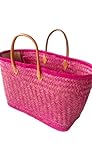 56x22x33 Grande Bolso de Playa, Bolso de Compras de Vacaciones para Mujer, Bolso de Verano Fibra natural,Bolso Chic Bohemia para Mujer Bolsos de Mano de Verano Playa con Asas de cuero (rojo)