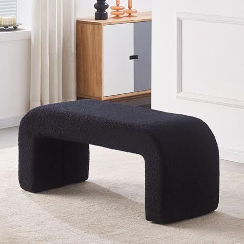 LaYiQimn Shoe Bench Modern Fuzzy Sherpa Upholstered Ottoman 