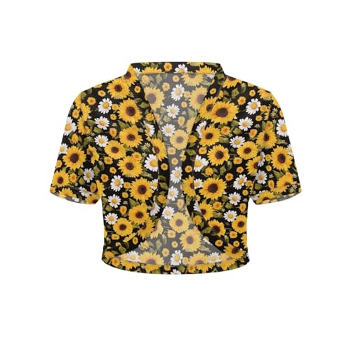 Image of Womens Short Sleeve Bolero Shrug Open Front Knit Cropped Cardigan Shoulder Cover for Dress Cute Casual Knit Cover Up