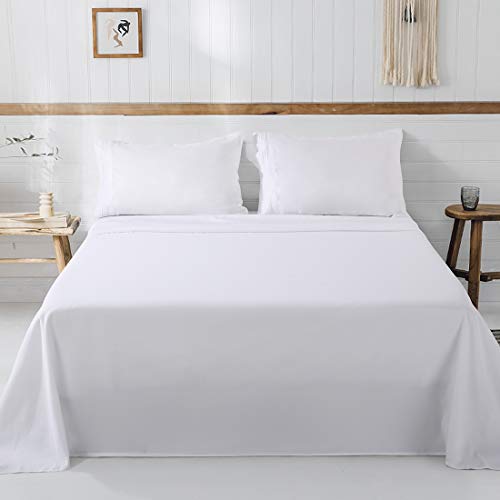 Abakan Bed Sheet Set King Size Super Soft 4 Piece Bedding Sheet Smooth Microfiber 1800 Thread Count Luxury Premium Cooling Sheets Breathable Fade Resistant Deep Pocket (King, White)