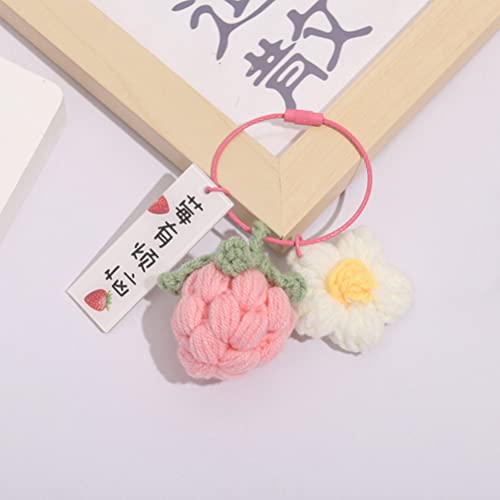 Nouveau fruit en tricoté Simulation de porte-clés de fraise de fraise Cherry Pierge Pisimmon pêche clés Anneau femme fille fille sac de voiture Cover